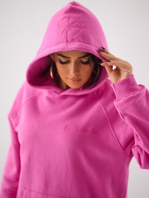 Bluza Z Kapturem Damska Różowa Natural Side Basic Logo NS2587