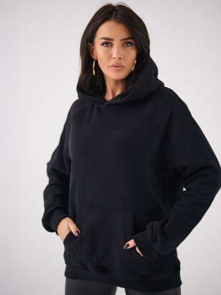 Bluza Z Kapturem Damska Czarna Natural Side Basic Logo NS2587