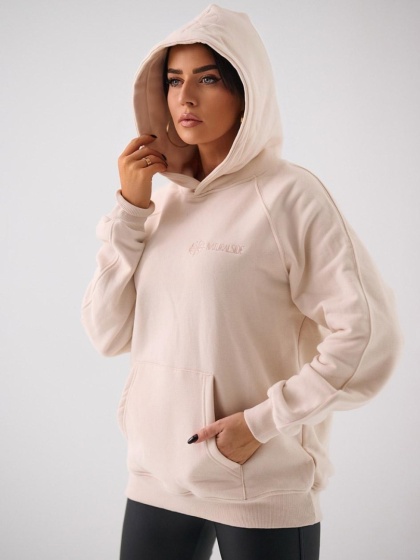 Bluza Z Kapturem Damska Beżowa Natural Side Basic Logo NS2587