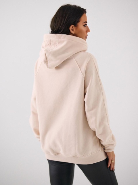 Bluza Z Kapturem Damska Beżowa Natural Side Basic Logo NS2587
