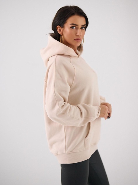 Bluza Z Kapturem Damska Beżowa Natural Side Basic Logo NS2587