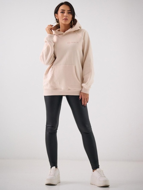 Bluza Z Kapturem Damska Beżowa Natural Side Basic Logo NS2587