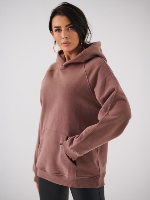 Bluza Z Kapturem Damska Brązowa Natural Side Basic Logo NS2587