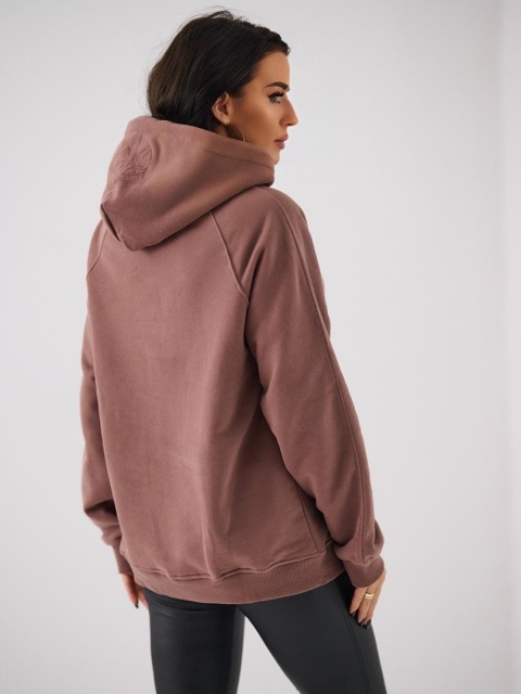 Bluza Z Kapturem Damska Brązowa Natural Side Basic Logo NS2587