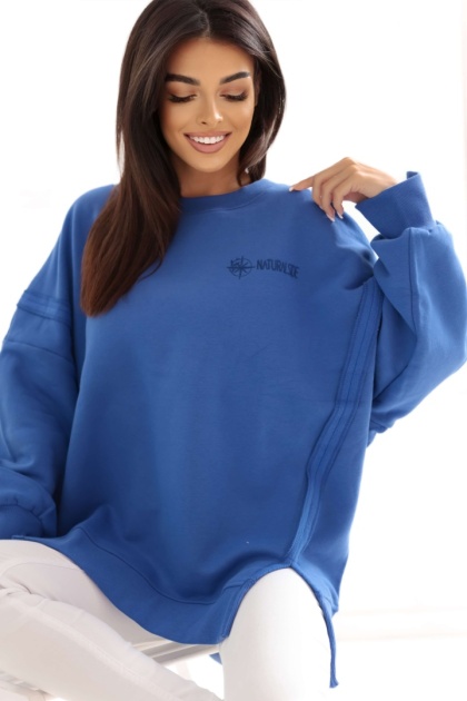 Bluza bez kaptura Oversize Long Natural Side pudrowy róż NS2528