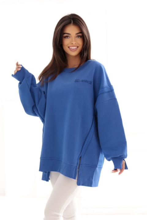 Bluza bez kaptura Oversize Long Natural Side pudrowy róż NS2528