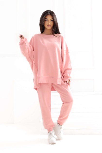 Bluza bez kaptura Oversize Long Natural Side różowa NS2528