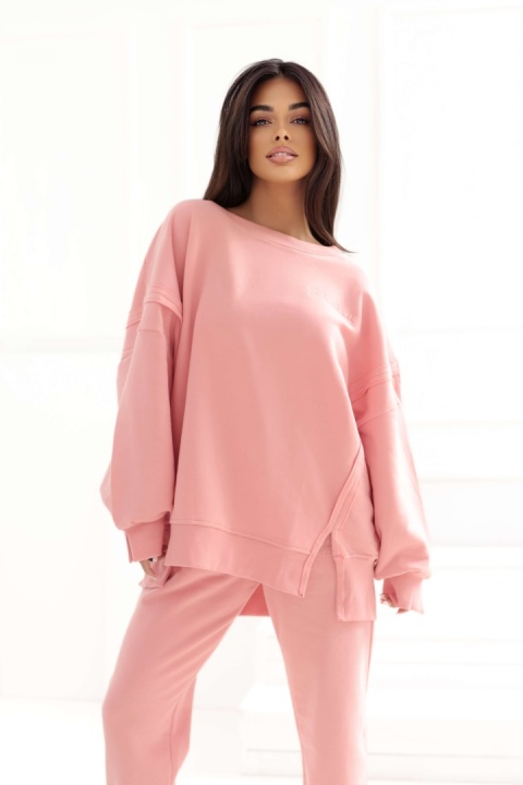 Bluza bez kaptura Oversize Long Natural Side różowa NS2528
