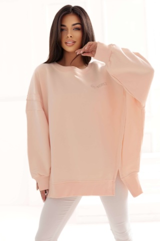 Bluza bez kaptura Oversize Long Natural Side pudrowy róż NS2528
