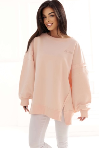 Bluza bez kaptura Oversize Long Natural Side pudrowy róż NS2528