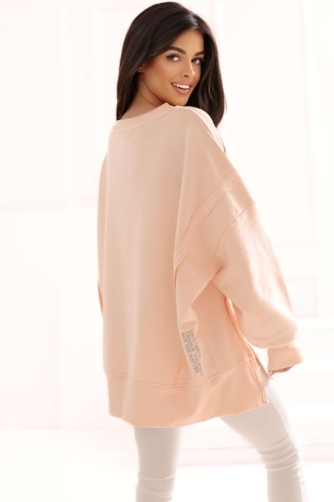 Bluza bez kaptura Oversize Long Natural Side pudrowy róż NS2528