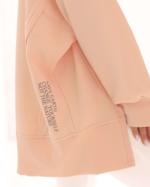 Bluza bez kaptura Oversize Long Natural Side pudrowy róż NS2528