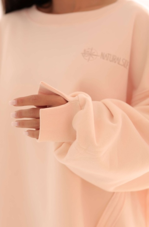 Bluza bez kaptura Oversize Long Natural Side pudrowy róż NS2528