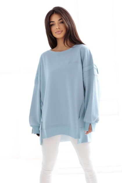 Bluza bez kaptura Oversize Long Natural Side jasna niebieska NS2528