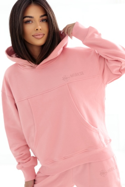 Bluza z kapturem Boxy Natural Side jasna różowa NS2536