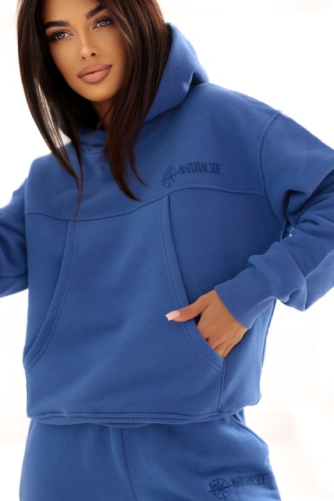 Bluza z kapturem Boxy Natural Side niebieska NS2536