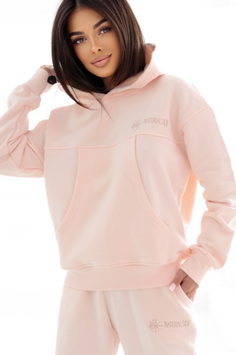 Bluza z kapturem Boxy Natural Side pudrowy róż NS2536