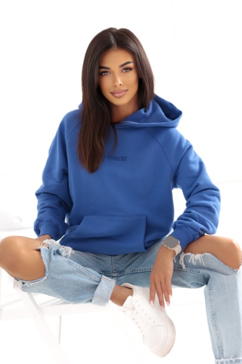 Bluza z kapturem Loose Fit Natural Side niebieska NS2538