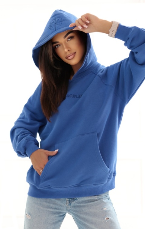 Bluza z kapturem Loose Fit Natural Side niebieska NS2538