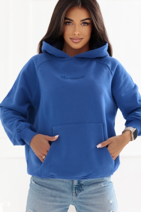 Bluza z kapturem Loose Fit Natural Side niebieska NS2538