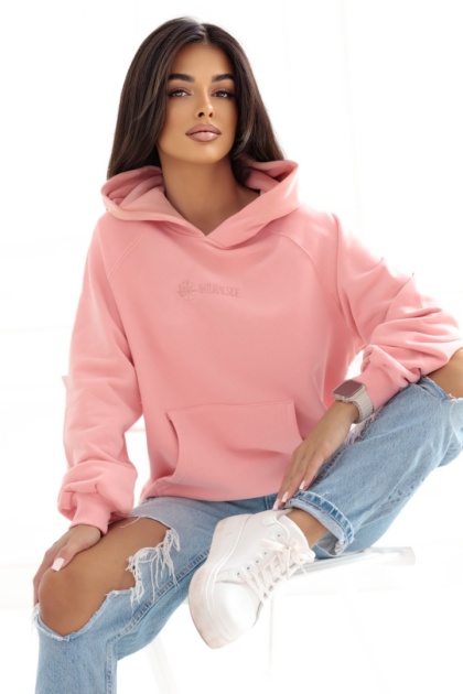 Bluza z kapturem Loose Fit Natural Side różowa NS2538
