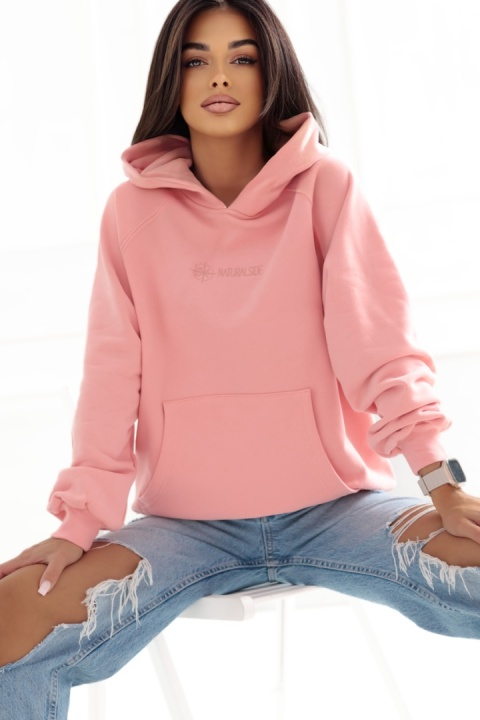 Bluza z kapturem Loose Fit Natural Side różowa NS2538