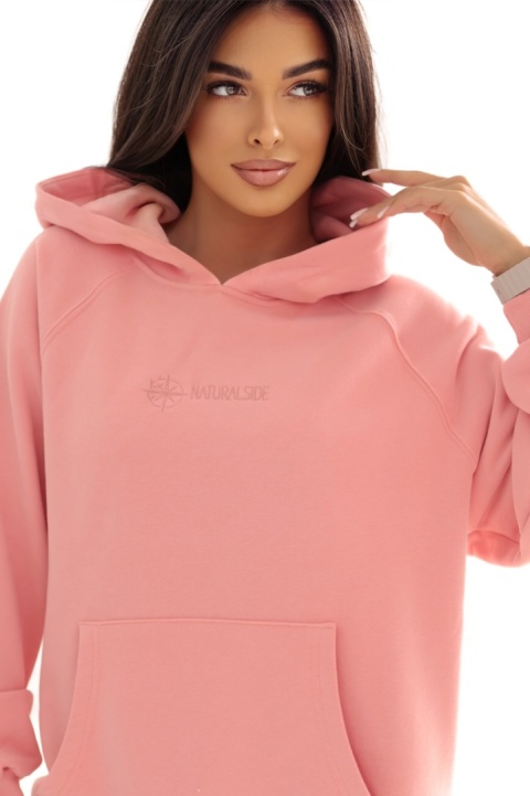 Bluza z kapturem Loose Fit Natural Side różowa NS2538