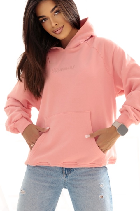 Bluza z kapturem Loose Fit Natural Side różowa NS2538