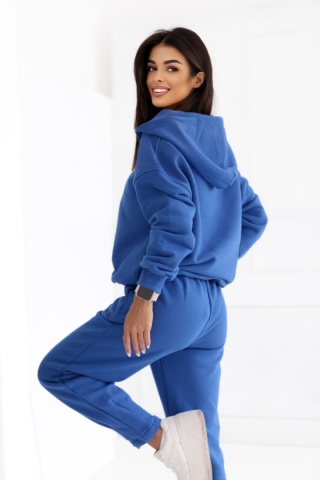 Bluza z kapturem Loose Fit Open Neck Natural Side niebieska NS2524