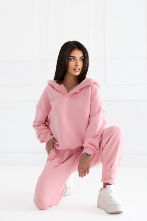 Bluza z kapturem Loose Fit Open Neck Natural Side różowa NS2524