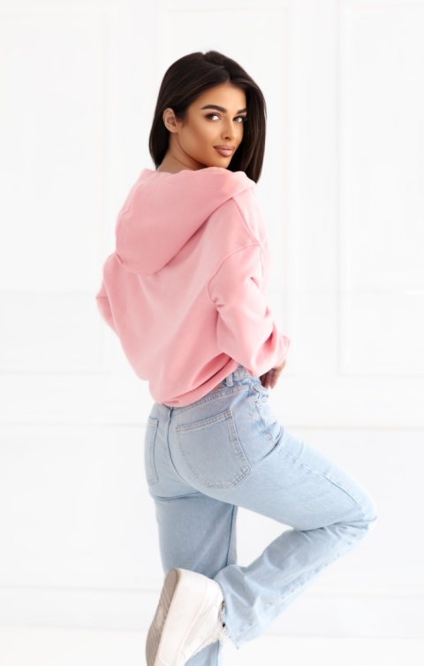 Bluza z kapturem Loose Fit Open Neck Natural Side różowa NS2524