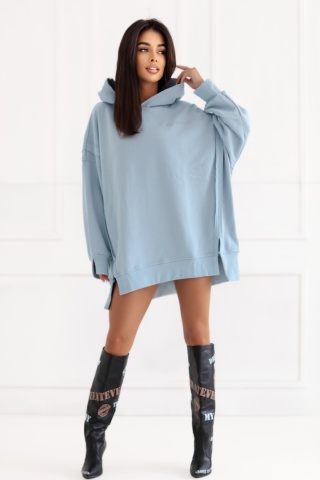 Bluza z kapturem Oversize Long Natural Side jasny niebieski NS2532
