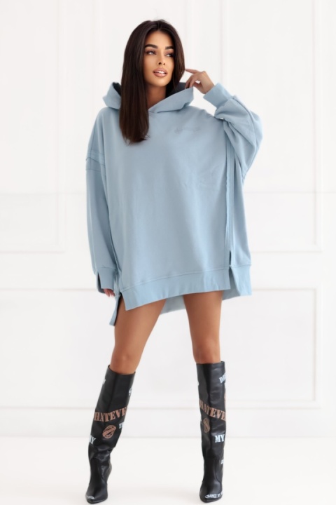 Bluza z kapturem Oversize Long Natural Side jasny niebieski NS2532