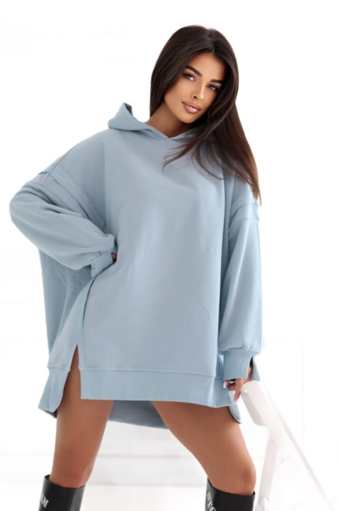 Bluza z kapturem Oversize Long Natural Side jasny niebieski NS2532