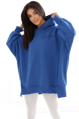 Bluza z kapturem Oversize Long Natural Side niebieska NS2532