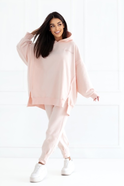 Bluza z kapturem Oversize Long Natural Side pudrowy róż NS2532