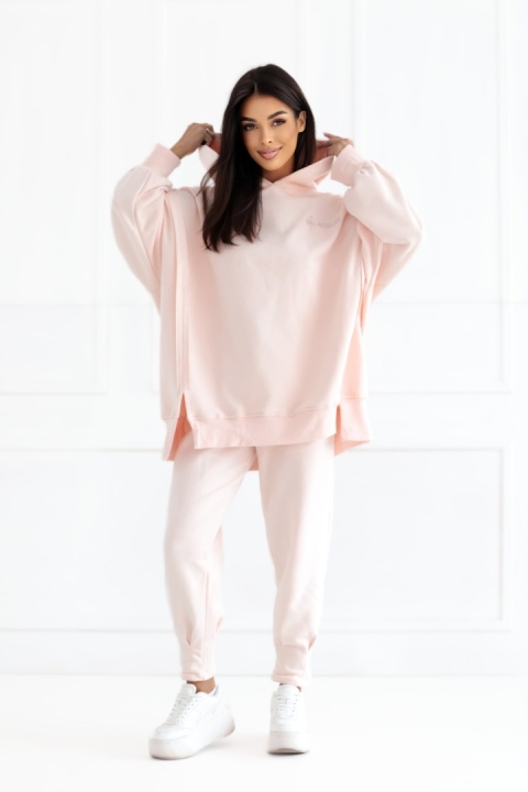Bluza z kapturem Oversize Long Natural Side pudrowy róż NS2532