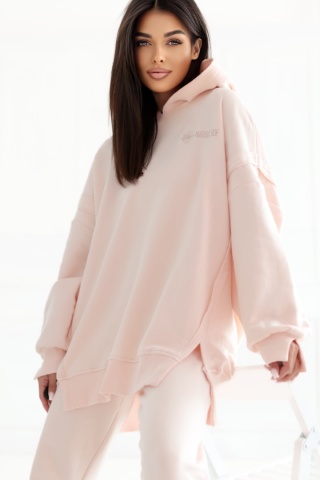 Bluza z kapturem Oversize Long Natural Side pudrowy róż NS2532