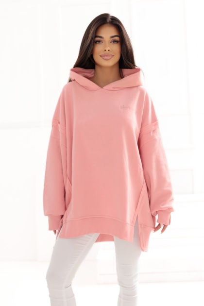 Bluza z kapturem Oversize Long Natural Side różowa NS2532