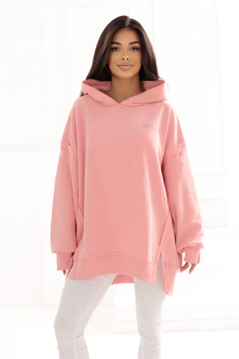 Bluza z kapturem Oversize Long Natural Side różowa NS2532