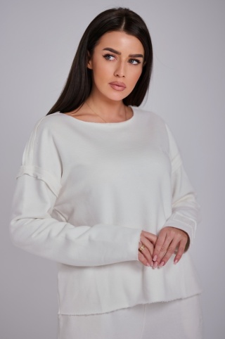 Bluza Bez Kaptura Biała Damska Loose Fit Natural Side NS2553