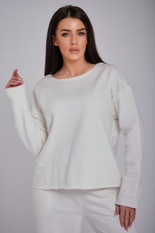 Bluza Bez Kaptura Biała Damska Loose Fit Natural Side NS2553