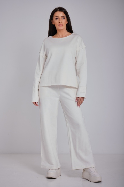 Bluza Bez Kaptura Biała Damska Loose Fit Natural Side NS2553
