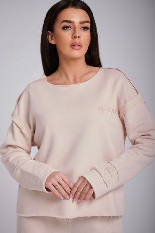 Bluza Bez Kaptura Damska Beżowa Loose Fit Natural Side NS2553