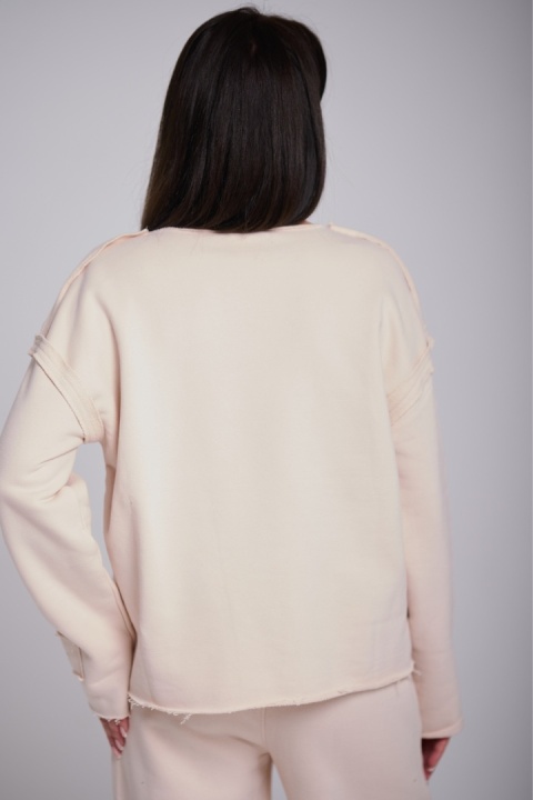 Bluza Bez Kaptura Damska Beżowa Loose Fit Natural Side NS2553