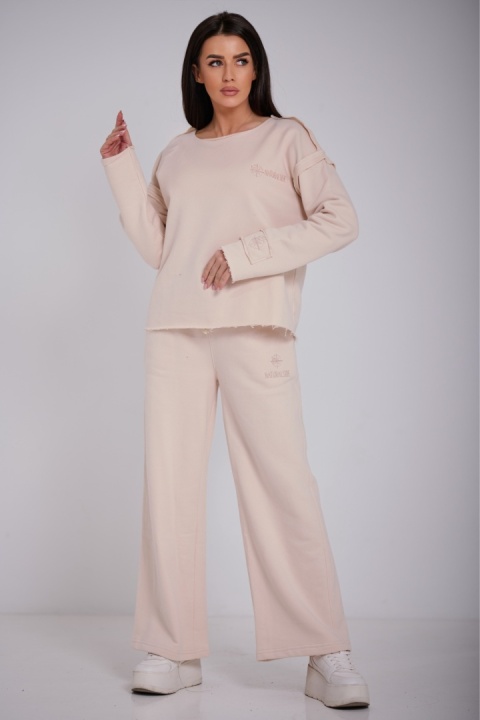 Bluza Bez Kaptura Damska Beżowa Loose Fit Natural Side NS2553