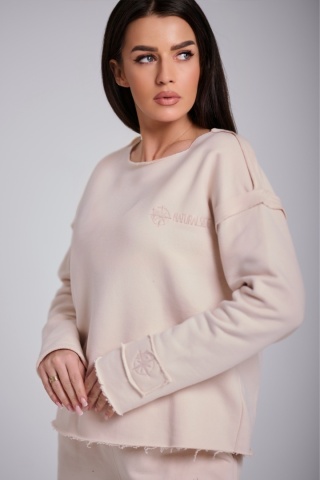 Bluza Bez Kaptura Damska Beżowa Loose Fit Natural Side NS2553