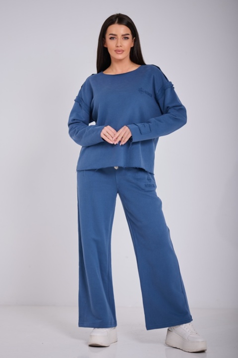 Bluza Bez Kaptura Damska Granatowa Loose Fit Natural Side NS2553