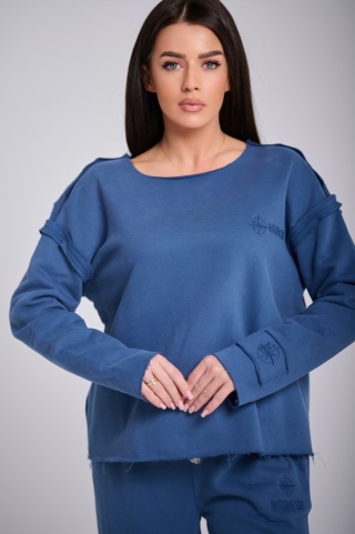 Bluza Bez Kaptura Damska Granatowa Loose Fit Natural Side NS2553