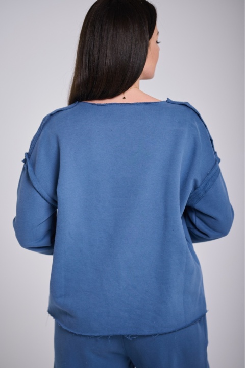 Bluza Bez Kaptura Damska Granatowa Loose Fit Natural Side NS2553